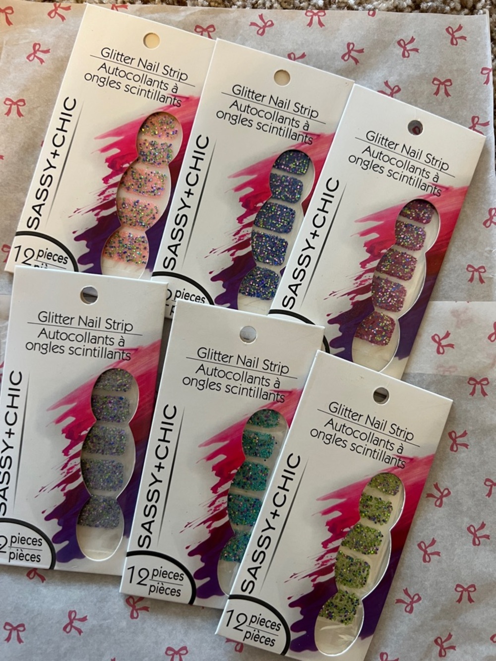 SASSY+CHIC Glitter Nail Strip Set — Multi Glitter Colors